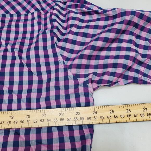 Zachery Prell Shirt Mens XL Plaid Button Front Purple Blue Short Sleeve Collared - Picture 3 of 11